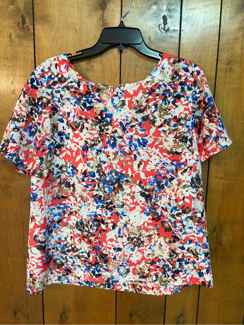 J. Crew Coral Floral Short-Sleeve Scoop Neck Top